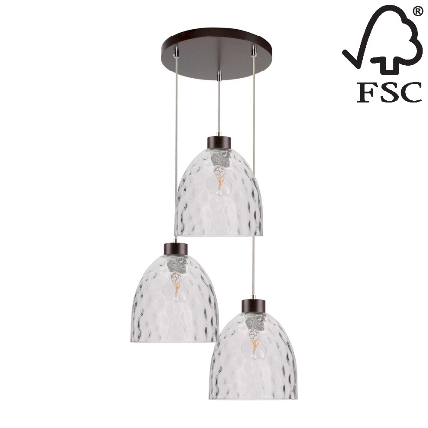 Candelabro suspenso AURA 3xE27/60W/230V faia - certificado por FSC