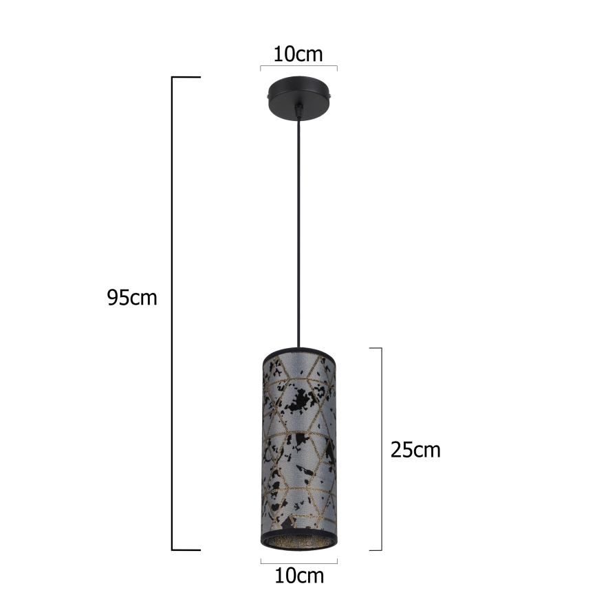 Candelabro suspenso AVALO 1xE27/60W/230V cinzento/preto