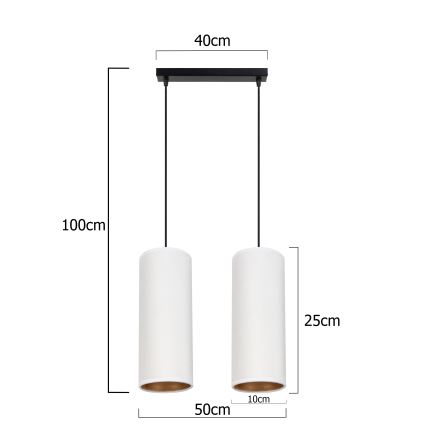 Candelabro suspenso AVALO 2xE27/60W/230V branco