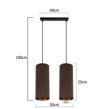 Candelabro suspenso AVALO 2xE27/60W/230V castanho