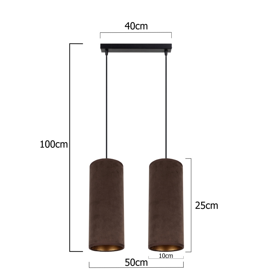 Candelabro suspenso AVALO 2xE27/60W/230V castanho