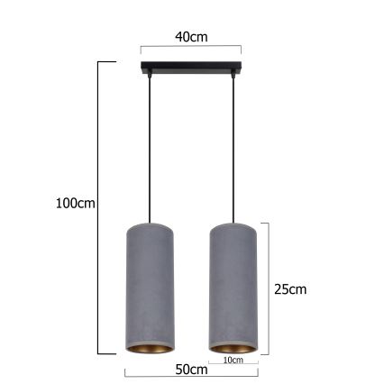 Candelabro suspenso AVALO 2xE27/60W/230V cinzento
