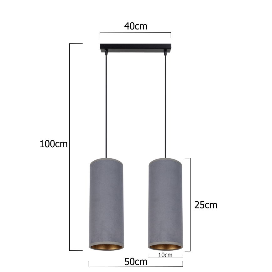 Candelabro suspenso AVALO 2xE27/60W/230V cinzento