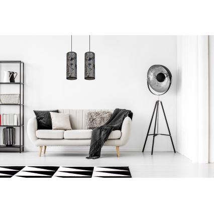 Candelabro suspenso AVALO 2xE27/60W/230V cinzento/preto