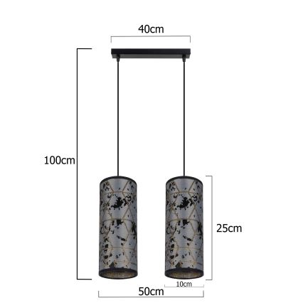 Candelabro suspenso AVALO 2xE27/60W/230V cinzento/preto