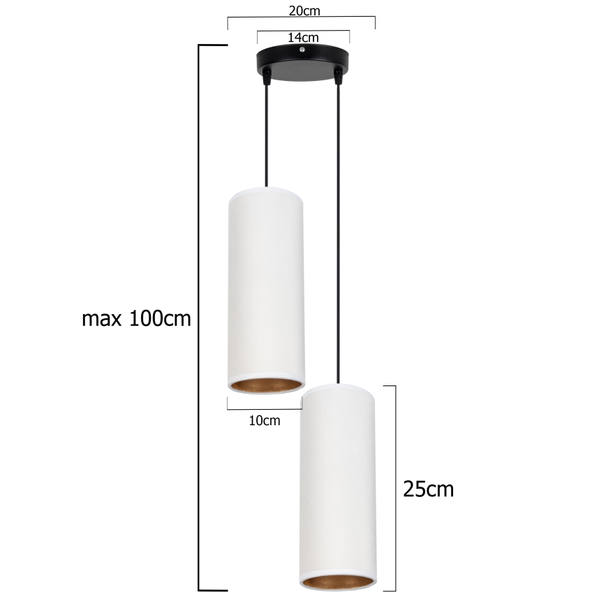 Candelabro suspenso AVALO 2xE27/60W/230V diâmetro 20 cm branco