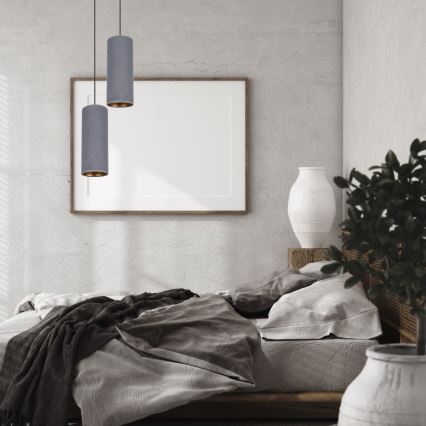 Candelabro suspenso AVALO 2xE27/60W/230V diâmetro 20 cm cinzento