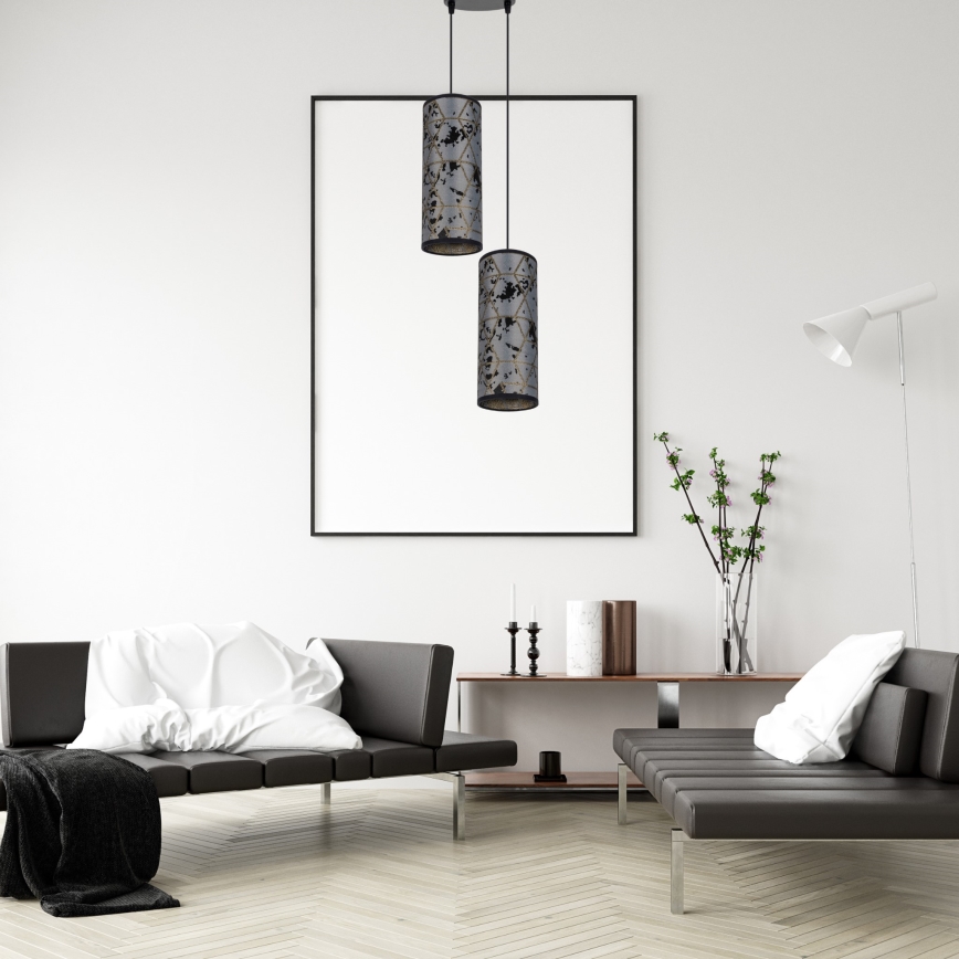 Candelabro suspenso AVALO 2xE27/60W/230V diâmetro 20 cm cinzento/preto