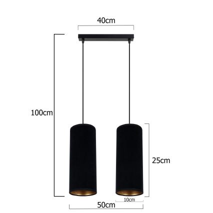 Candelabro suspenso AVALO 2xE27/60W/230V preto