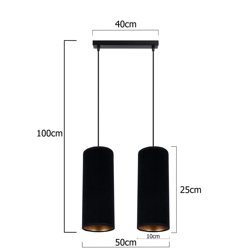 Candelabro suspenso AVALO 2xE27/60W/230V preto