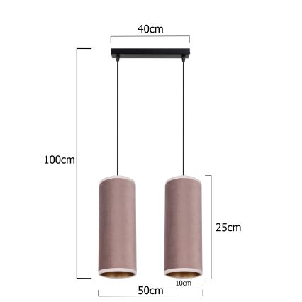 Candelabro suspenso AVALO 2xE27/60W/230V rosa