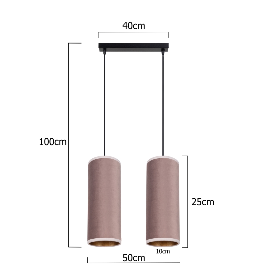 Candelabro suspenso AVALO 2xE27/60W/230V rosa