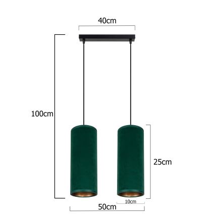 Candelabro suspenso AVALO 2xE27/60W/230V verde
