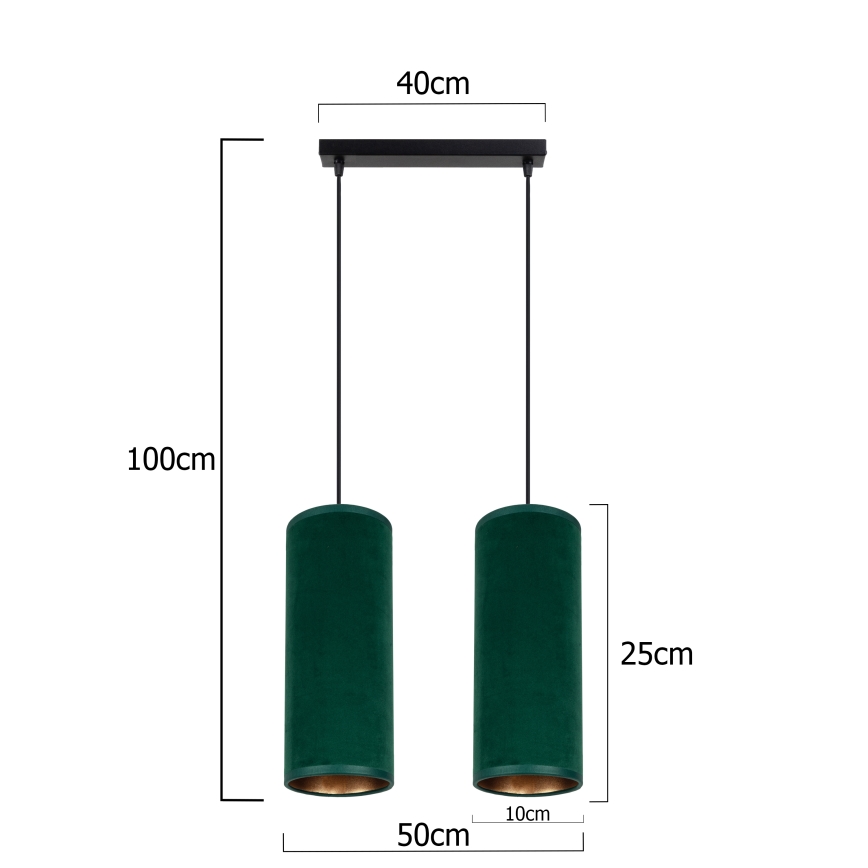 Candelabro suspenso AVALO 2xE27/60W/230V verde