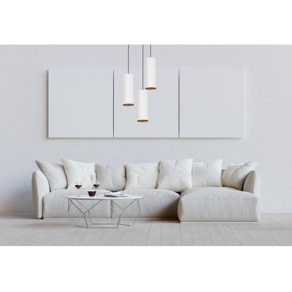 Candelabro suspenso AVALO 3xE27/60W/230V diâmetro 35 cm branco