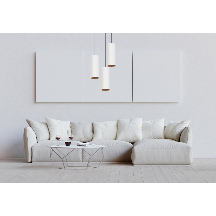 Candelabro suspenso AVALO 3xE27/60W/230V diâmetro 35 cm branco