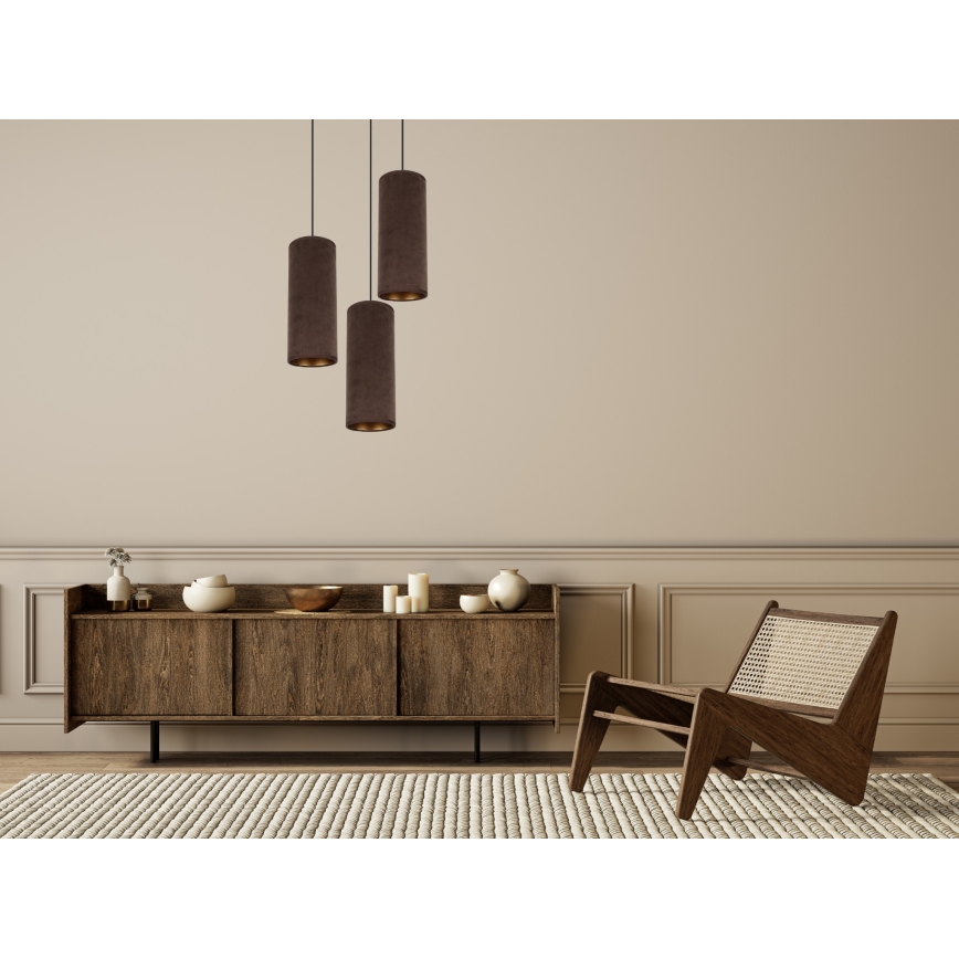 Candelabro suspenso AVALO 3xE27/60W/230V diâmetro 35 cm castanho