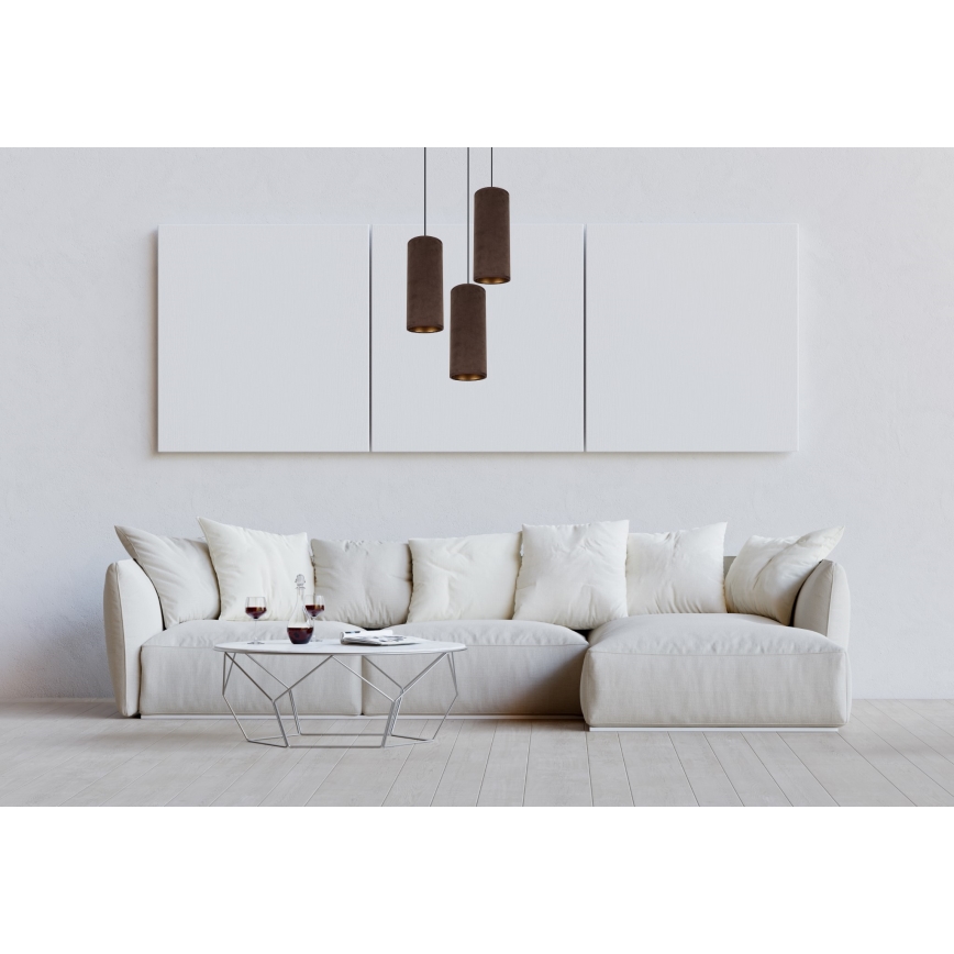 Candelabro suspenso AVALO 3xE27/60W/230V diâmetro 35 cm castanho