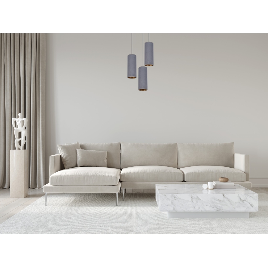 Candelabro suspenso AVALO 3xE27/60W/230V diâmetro 35 cm cinzento