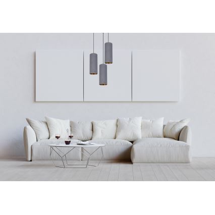 Candelabro suspenso AVALO 3xE27/60W/230V diâmetro 35 cm cinzento