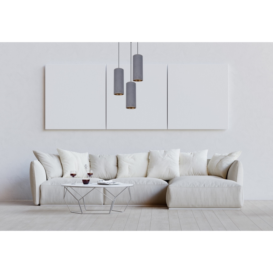 Candelabro suspenso AVALO 3xE27/60W/230V diâmetro 35 cm cinzento