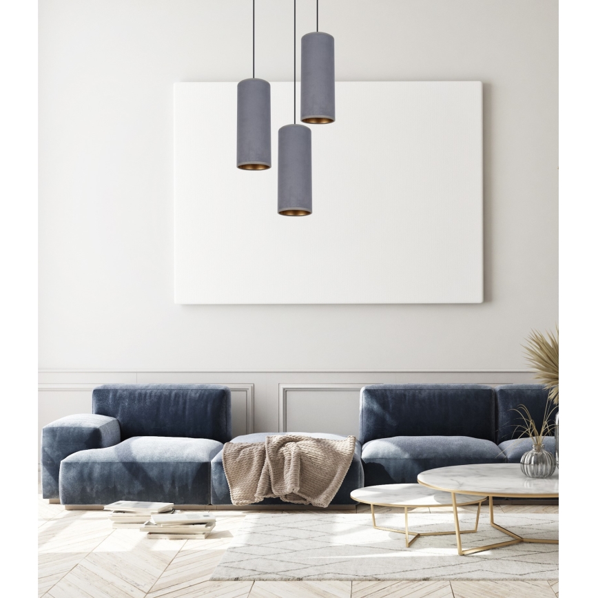 Candelabro suspenso AVALO 3xE27/60W/230V diâmetro 35 cm cinzento