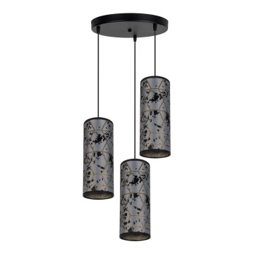 Candelabro suspenso AVALO 3xE27/60W/230V diâmetro 35 cm cinzento/preto