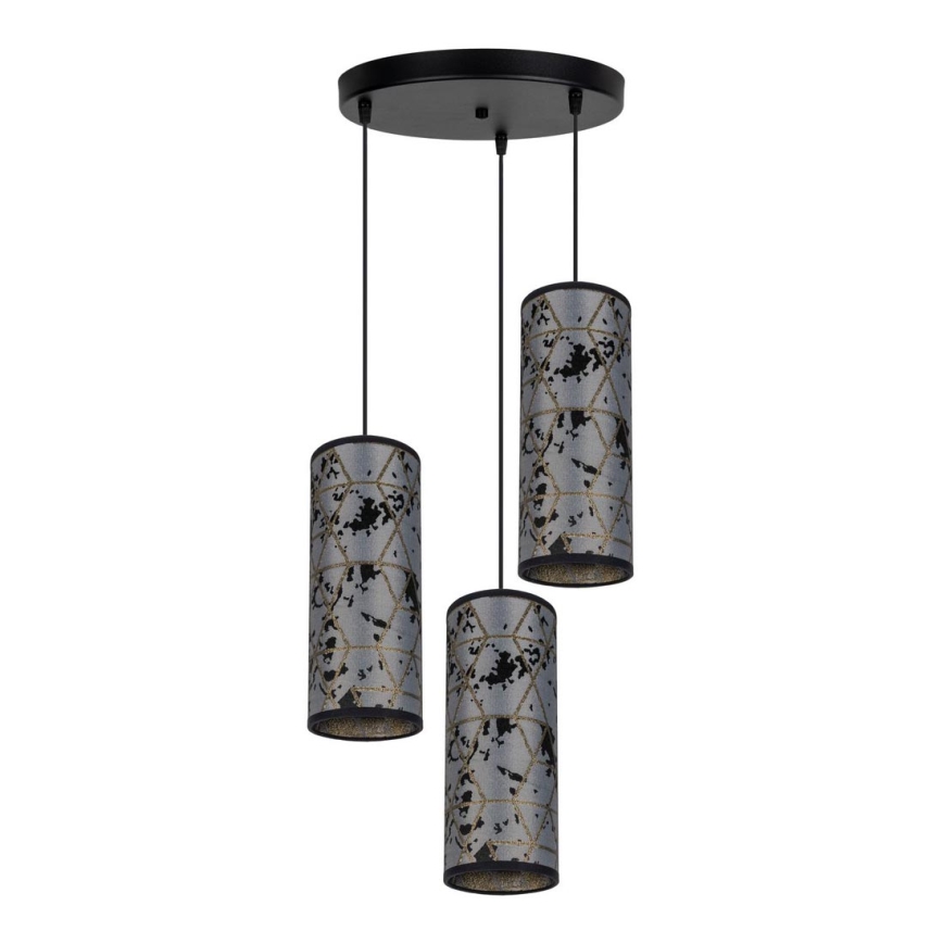 Candelabro suspenso AVALO 3xE27/60W/230V diâmetro 35 cm cinzento/preto