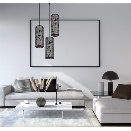 Candelabro suspenso AVALO 3xE27/60W/230V diâmetro 35 cm cinzento/preto