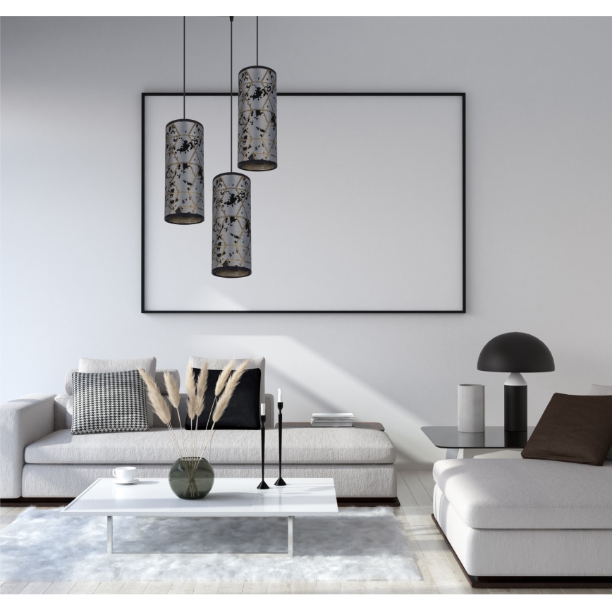 Candelabro suspenso AVALO 3xE27/60W/230V diâmetro 35 cm cinzento/preto