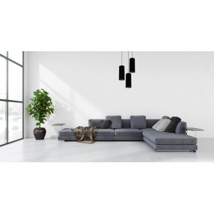Candelabro suspenso AVALO 3xE27/60W/230V diâmetro 35 cm preto