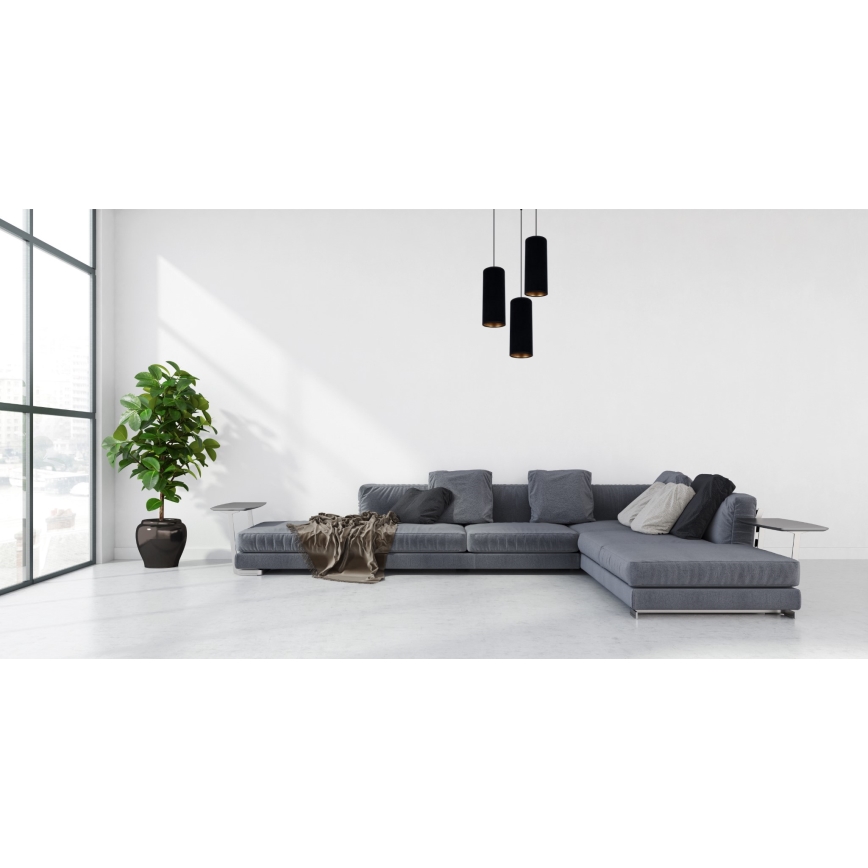 Candelabro suspenso AVALO 3xE27/60W/230V diâmetro 35 cm preto