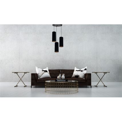 Candelabro suspenso AVALO 3xE27/60W/230V diâmetro 35 cm preto