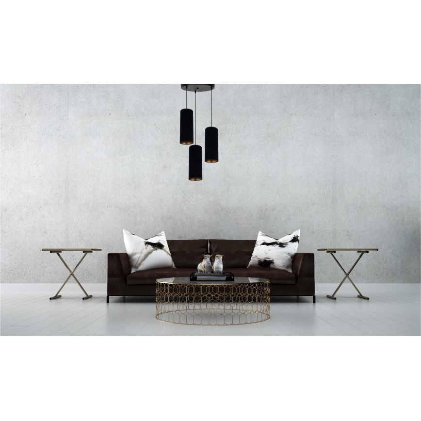 Candelabro suspenso AVALO 3xE27/60W/230V diâmetro 35 cm preto
