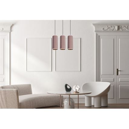Candelabro suspenso AVALO 3xE27/60W/230V rosa