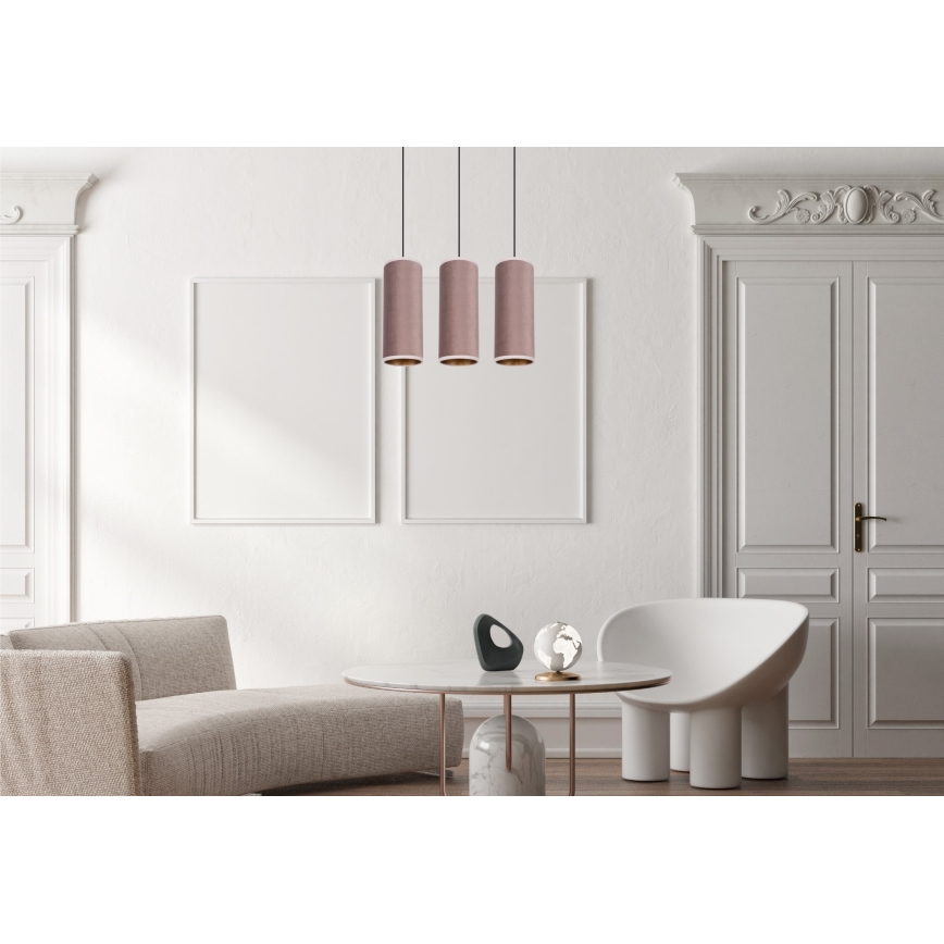 Candelabro suspenso AVALO 3xE27/60W/230V rosa