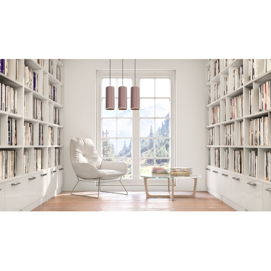 Candelabro suspenso AVALO 3xE27/60W/230V rosa