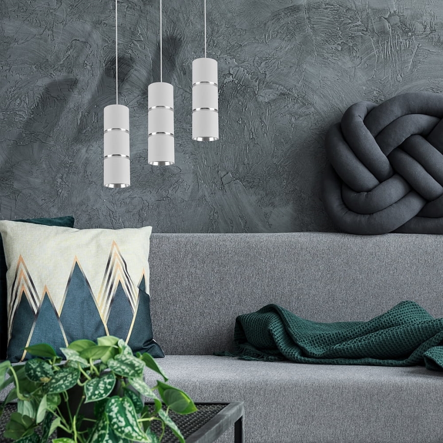 Candelabro suspenso BAMBOO 1xGU10/10W/230V branco