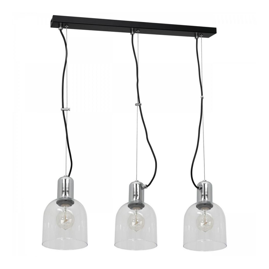 Candelabro suspenso BANCO 3xE27/60W/230V transparente