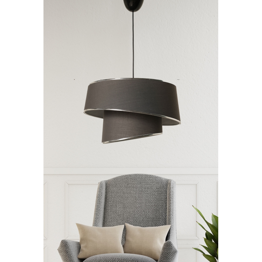 Candelabro suspenso BARETTE 1xE27/60W/230V antracite/cromado brilhante