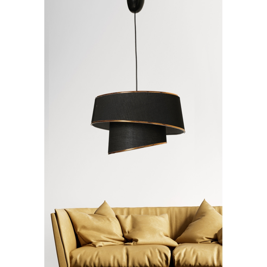Candelabro suspenso BARETTE 1xE27/60W/230V preto/cobre