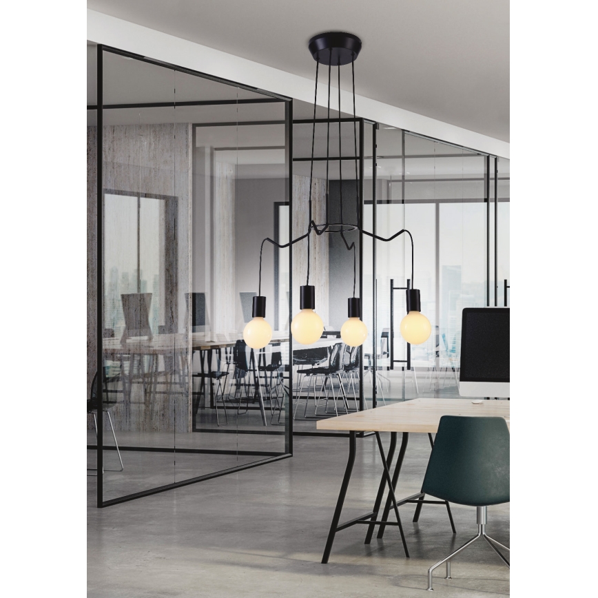 Candelabro suspenso BASSO 4xE27/40W/230V preto