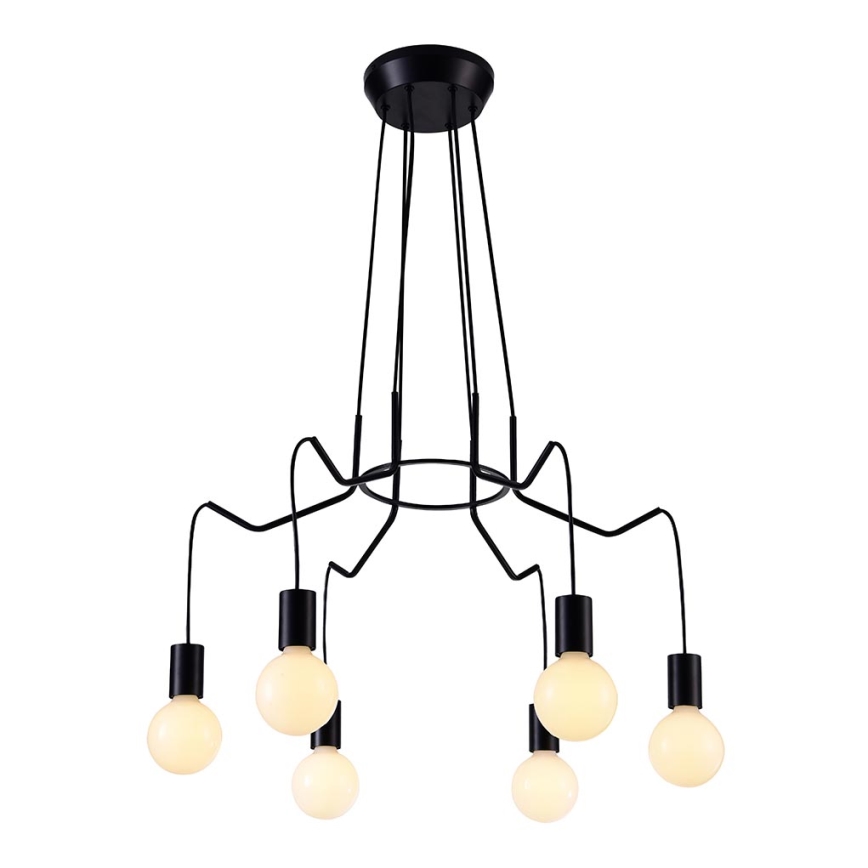 Candelabro suspenso BASSO 6xE27/40W/230V preto