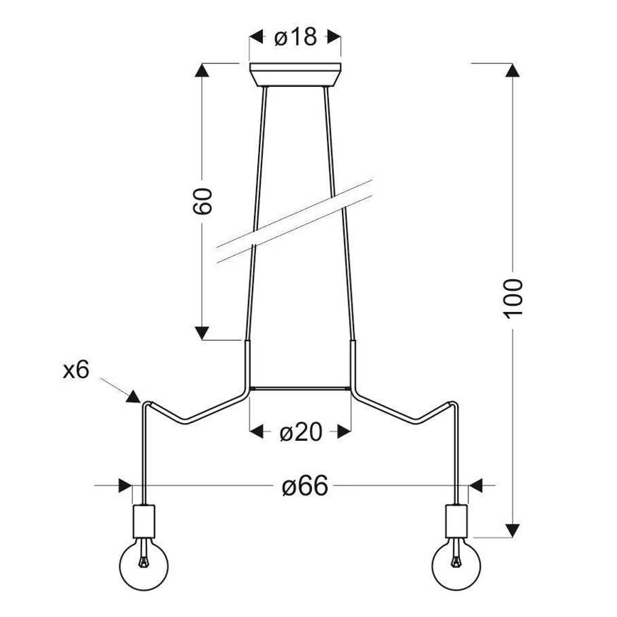 Candelabro suspenso BASSO 6xE27/40W/230V preto