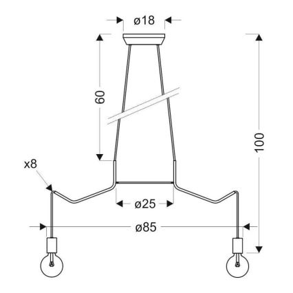 Candelabro suspenso BASSO 8xE27/40W/230V branco