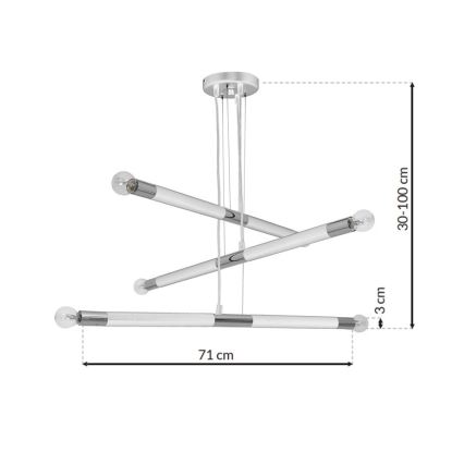 Candelabro suspenso BASTONE WHITE 6xE14/40W/230V