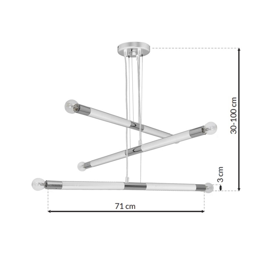 Candelabro suspenso BASTONE WHITE 6xE14/40W/230V