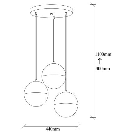 Candelabro suspenso BASTOS 3xE27/40W/230V