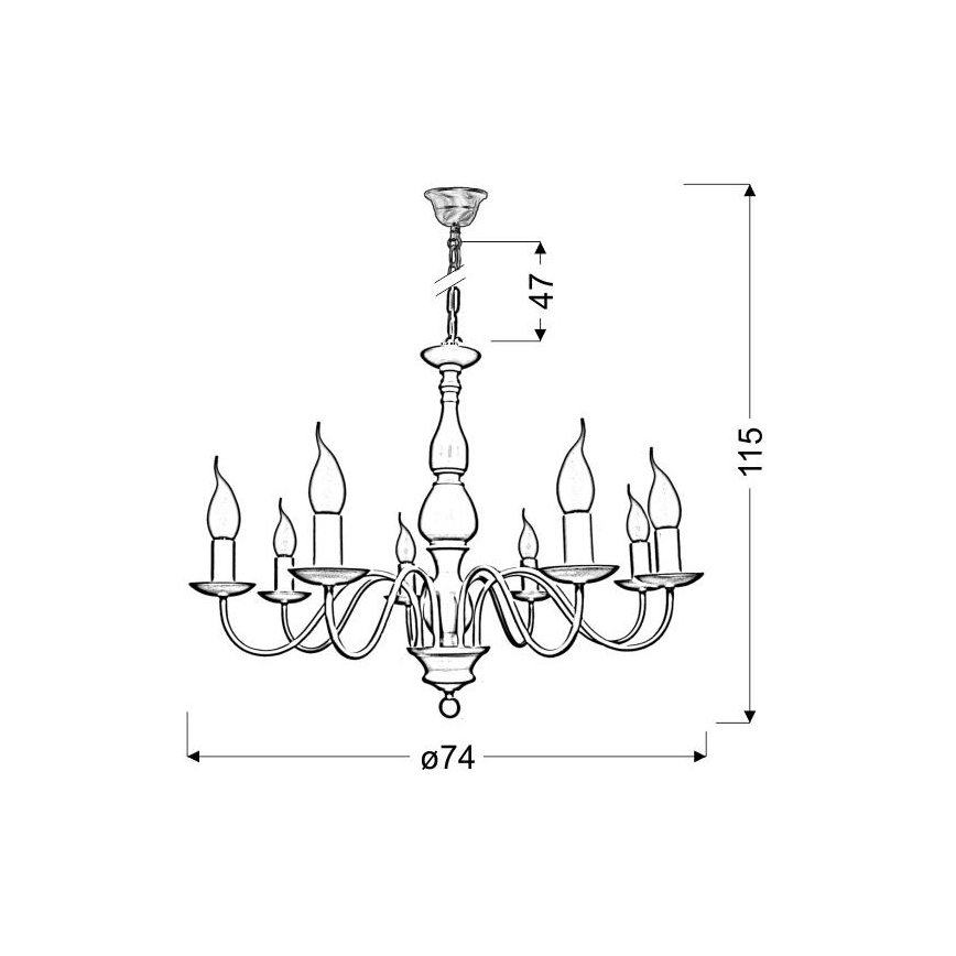 Candelabro suspenso BELLAGIO 8xE14/40W/230V