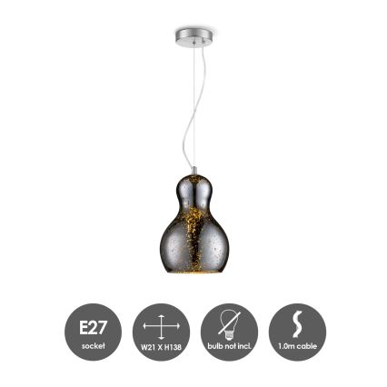 Candelabro suspenso BELLO 1xE27/40W/230V diâmetro 21 cm cromado